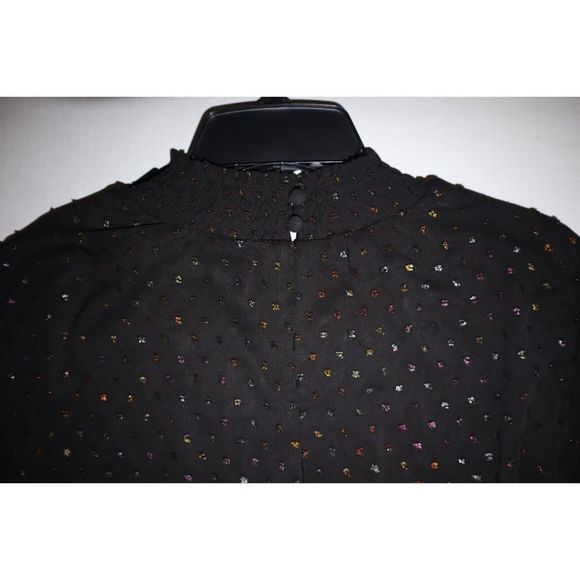 Torrid Women's Plus Sz 3 (3X) Deep Black Mini Clip Dot Blouson Sleeve Dress $86 - Picture 11 of 16